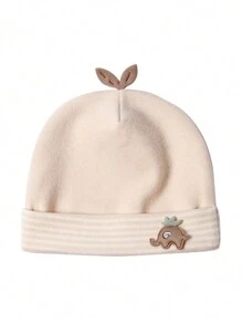 2pcs Random Newborn Baby Beanie Cute Elephant & Sprout Design Double-Layered Warmth Headwear 0-6 Infant Hat - Multicolor - View 10