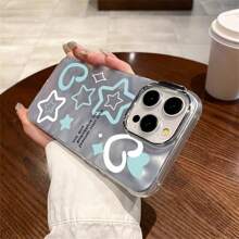 1pc Solid Color Asymmetric Textured Unisex Anti-Slip Anti-Drop Stand Phone Case Compatible With IPhone 7/8/11/12/13/14/15/X/Xr/Xs/Plus/Pro/Pro Max/Se2 - silver[0] - View 5