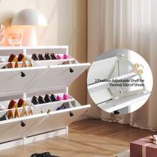 Vowner帶有4個翻轉抽屜的鞋柜,可存放16雙鞋,擺放於門廳、走廊及客廳的式鞋架