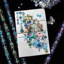 復古風格的鏈條主題珠寶裝飾寵物膠帶，帶有仿珍珠和立體貝殼燈光效果，適用於手帳、日記裝飾和剪貼簿 - 彩色 - 查看 9