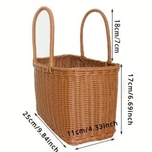 1個帶手柄的柳編野餐籃,手工創意裝飾柳條編織籃,適用於購物或野餐。柔軟的柳條材料堅固且具有良好的彈性。運輸過程中可能會輕微變形,但可以自行恢復,無需擔心。 - 棕色 - 查看 9