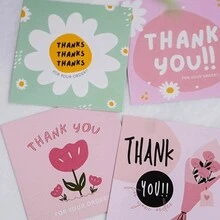 50pcs Modern Floral & Letter Symbol Family Greeting Cards - Multicolor - View 4