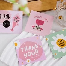 50pcs Modern Floral & Letter Symbol Family Greeting Cards - Multicolor - View 3
