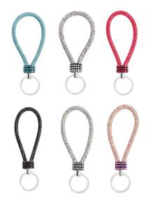1PC Rhinestone Keychain Sparkles With A Full Rhinestone Lanyard Keychain Wristband Bracelet Keychain Is Light And Bright, And The Keychain Sparkles Firmly, And It Is Portable To Travel Casual - Color - View 1