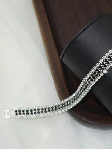 優雅的波西米亞風格彩色鑽石手鏈,適用於新娘、婚禮派對裙子配件和禮物 - 紫色 - 查看 5