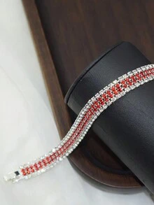 優雅的波西米亞風格彩色鑽石手鏈,適用於新娘、婚禮派對裙子配件和禮物 - 紫色 - 查看 4