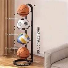 Black  Four Layer Ball Storage Rack, Basketball Display Rack, Portable Outdoor Ball Rack Bracket, Used For Basketball, Football, Volleyball - Black - View 4