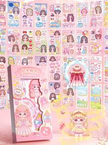 1盒50入可愛的公主主題穿搭貼紙,適用於學生的diy藝術創作,精美包裝 - 彩色 - 查看 1