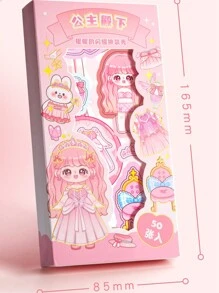 1盒50入可愛的公主主題穿搭貼紙,適用於學生的diy藝術創作,精美包裝 - 彩色 - 查看 7