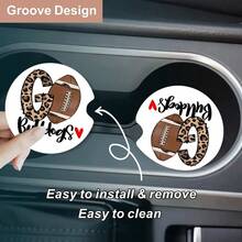 2入組汽車吸水杯墊,2.56英吋足球隊陶瓷汽車杯座墊,配有指尖握把和車用軟木底,可拆卸可愛的汽車配件,維護車輛清潔男性專屬 - 彩色 - 查看 3