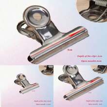 3pcs Stainless Steel Round Bulldog Clips With Strong Grip For Holding Note, Paper, File, Stationery Supplies For Students And Office Back To School,Back To School,School Supplies - Silver - View 1
