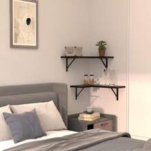 Floating Corner Shelves Set Of 3, Corner Shelves Wall Mounted, Floating Shelves For Bedroom Kitchen Living Room Bathroom Office- Gothic Style - 黑色 - 查看 2