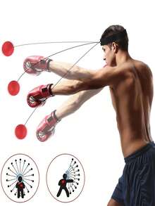 1pc Head-Mounted Punching Speed Ball For Stress Relief, Agility Training And Entertainment - Black Red - View 4