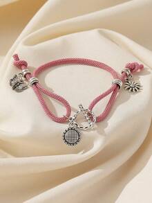 1入組diy時尚鄉村風格向日葵蝴蝶裝飾垂墜手鍊手工情侶手鍊,適用於情人節,約會,派對,夜店,日常穿著 - 向日葵蝴蝶手鍊 - 查看 17