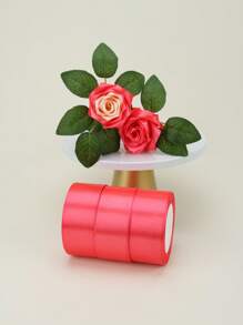 3rolls X 22m Ribbon For Valentine'S Day Gift Wrapping, Rose Flower Decoration, Birthday Cake Party, Making Bow Knots, Diy Crafts,