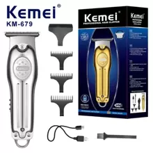 Kemei 金属机身自动磨油头推剪理发器，家庭沙龙使用 - 灰色 - 查看 1