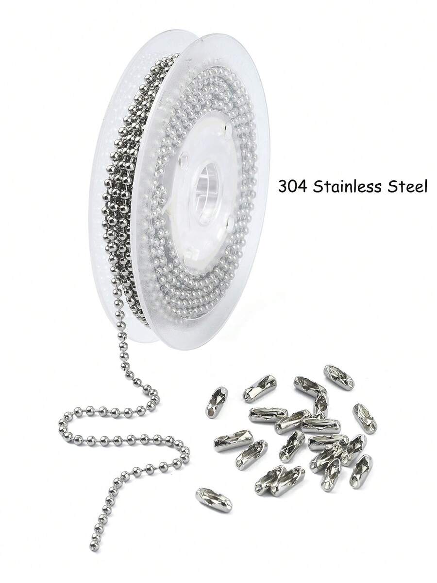 Xấp xỉ 5m Thép không gỉ 304 Kết cườm Chuỗi + 20 cái Đồng Clasp Để làm đồ trang sức DIY Như Dây chuyền , Vòng tay - 2,4mm - Xem 1