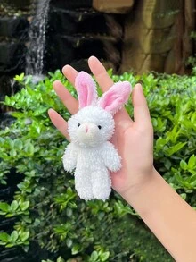 1只可愛的創意兔子造型鑰匙扣,袋裝飾,學生和情侶禮物 - 白色 - 查看 3