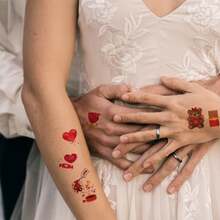 10張情人節系列紋身貼紙,情書心形蛋糕禮物圖案情侶臨時紋身貼紙,身體臂膀彩妝藝術防水假紋身貼紙 - 彩色 - 查看 7