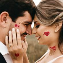 10張情人節系列紋身貼紙,情書心形蛋糕禮物圖案情侶臨時紋身貼紙,身體臂膀彩妝藝術防水假紋身貼紙 - 彩色 - 查看 4