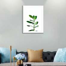 1pc Green Leaf Plant Wall Art Poster Canvas Print Picture For Living Room Home Decoration, Unframed - Multicolor - View 2