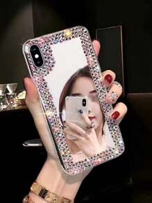 Luxury Rhinestone Trimmed Mirror Protective Case Compatible With Iphone 17 Pro Max, 15 Plus - Multicolor - View 2