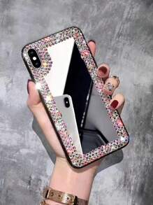 Luxury Rhinestone Trimmed Mirror Protective Case Compatible With Iphone 17 Pro Max, 15 Plus - Multicolor - View 3