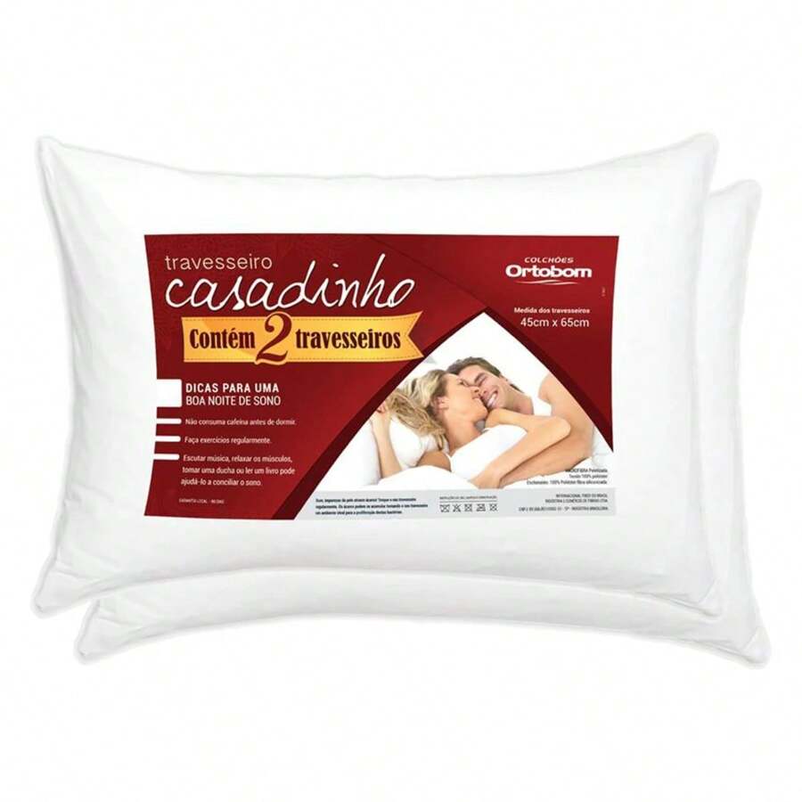 Casadinho Ortobom Anti-Allergic Pillow - Kit 2 Units - 白色 - 查看 1