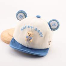 1入組藍色兒童帽，春秋款熊設計棒球帽，適用於嬰幼兒女和男童用冬季棒球帽 - 藍色 - 查看 6