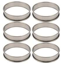 6 Pack 4 Inch Double Rolled English Muffin Rings, Stainless Steel Crumpet Rings, Tart Rings, Round - Silver - View 1