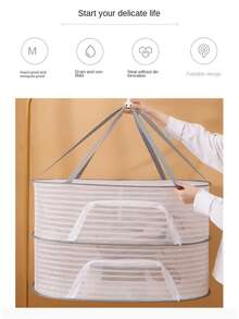 1pc Double Layer Multifunctional Mosquito-Proof Drying Net, Sturdy And Durable, Suitable For Drying Small Clothes, Dried Fish And Vegetables. - White - View 2