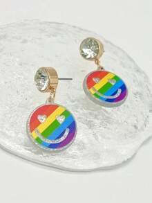 1pair Fashionable Minimalist Acrylic Material Smiling Face Shape Drop Earrings - Multicolor - View 3