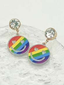 1pair Fashionable Minimalist Acrylic Material Smiling Face Shape Drop Earrings - Multicolor - View 2