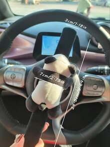 1pc Cute Panda Shaped Car Decoration Ornament - Black and White - View 4