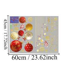 1個金色聖誕掛飾貼紙,彩色球裝飾玻璃窗 - 彩色 - 查看 2