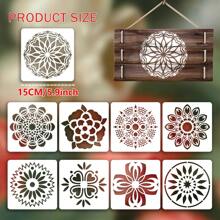 12入組曼陀羅藝術繪畫模板,具有中空圖案,白色pet材料的模板適用於水彩畫、石彩畫、素描本、刮繪板、牆壁、紙張、紡織品、家具、相冊裝飾等。非常適合孩子學習、藝術創作和手工diy。 - B55 - 查看 2