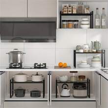 1個架子廚房架,櫥櫃下水槽收納架,廚房調料架桌面收納架 - 黑色 - 查看 9