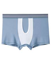 男士新款分体式莫代尔平角内裤 - 藍色 - 查看 2