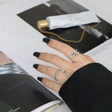 925 银戒指 独特风格 男士 圆环戒指 适合派对 女士 - 銀色 - 查看 3