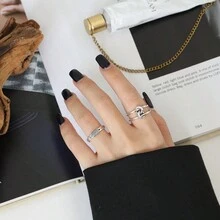 925 银戒指 独特风格 男士 圆环戒指 适合派对 女士 - 銀色 - 查看 2