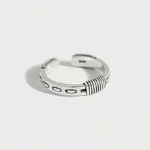 925 银戒指 独特风格 男士 圆环戒指 适合派对 女士 - 銀色 - 查看 4