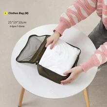 7pcs Compression Packing Cubes, Contrast Color Travel Storage Bag Set, Digital Toiletries Cosmetics Packing Storage Bag, Patchwork Clothes Shoes Organizer For Suitcase Luggage Travel Holiday Essentials Holiday Travel Essentials Travel Bag Travel Accessories - Orange - View 8