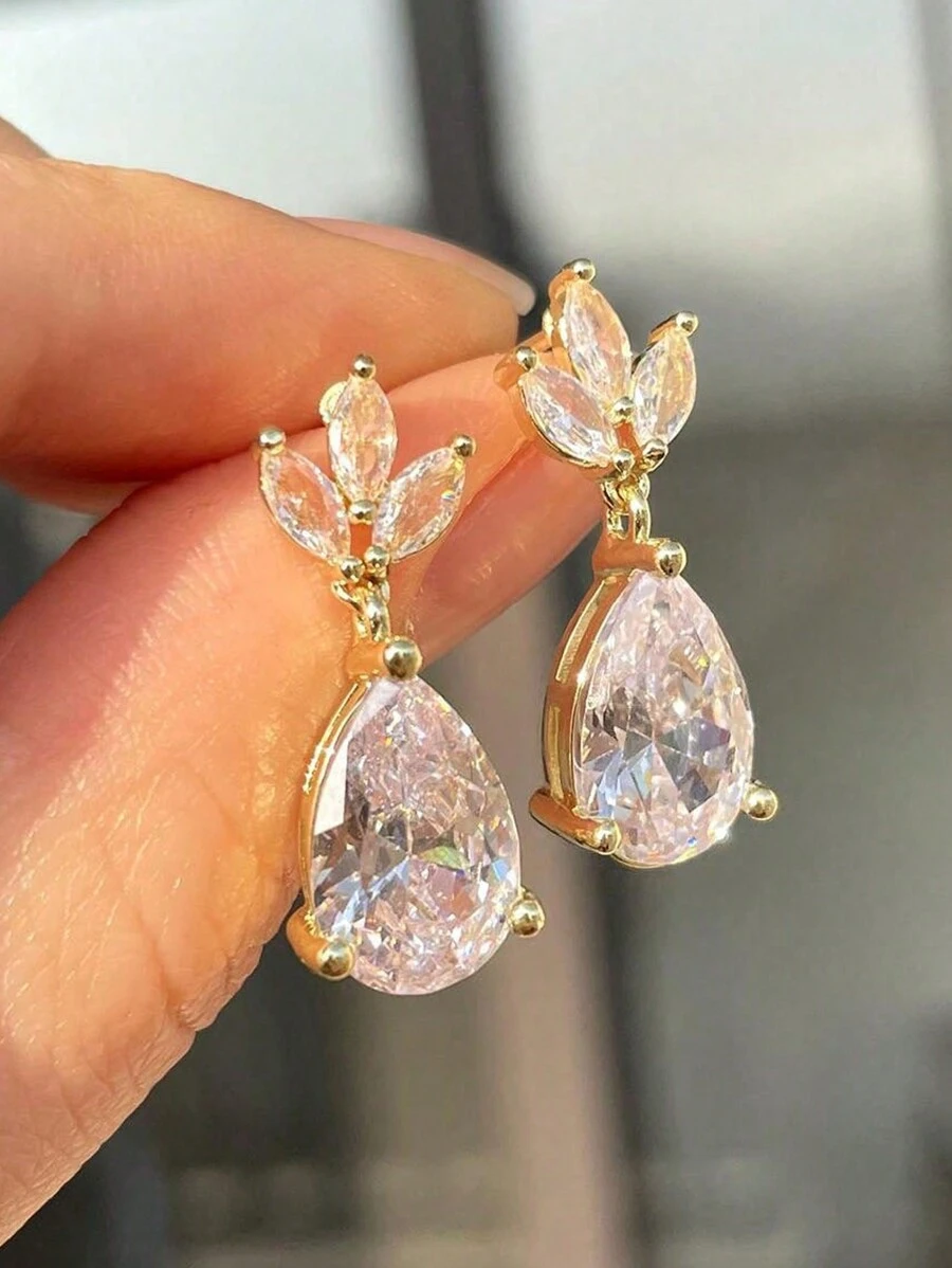 2件套叶子水滴耳环，镀银吊坠耳环，适合女性，可作为新娘、婚礼、派对、周年纪念、生日珠宝礼物，休闲百搭，也适合万圣节佩戴。