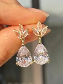 2件套叶子水滴耳环，镀银吊坠耳环，适合女性，可作为新娘、婚礼、派对、周年纪念、生日珠宝礼物，休闲百搭，也适合万圣节佩戴。