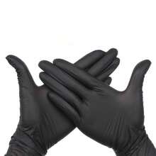 100入組黑色一次性丁腈手套,耐用清潔手套,紋身手套,防水多用途手套,適用於廚房、燒烤、園藝、清潔、染髮、美容沙龍、家用工具 - 黑色 - 查看 3