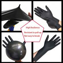 100入組黑色一次性丁腈手套,耐用清潔手套,紋身手套,防水多用途手套,適用於廚房、燒烤、園藝、清潔、染髮、美容沙龍、家用工具 - 黑色 - 查看 5