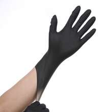 100入組黑色一次性丁腈手套,耐用清潔手套,紋身手套,防水多用途手套,適用於廚房、燒烤、園藝、清潔、染髮、美容沙龍、家用工具 - 黑色 - 查看 4