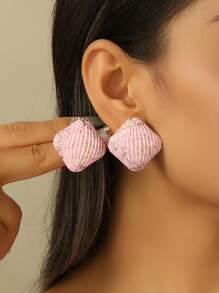 1只女士多色方形鐵線耳環 - 彩色 - 查看 2