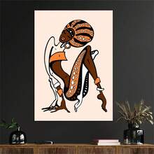 1個非洲文化帶來無盡美感的帆布牆藝術品,適合裝飾家居、辦公室咖啡廳,是完美的禮品和裝飾品,不含相框 - 棕色 - 查看 3