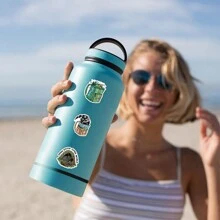 52 件卡通户外露营装备贴纸，Ins 风格，时尚材质图案，适用于玻璃、笔记本、手机壳、行李箱、冰箱、电脑、剪贴簿、书桌装饰，防水自粘贴花 - 彩色 - 查看 10